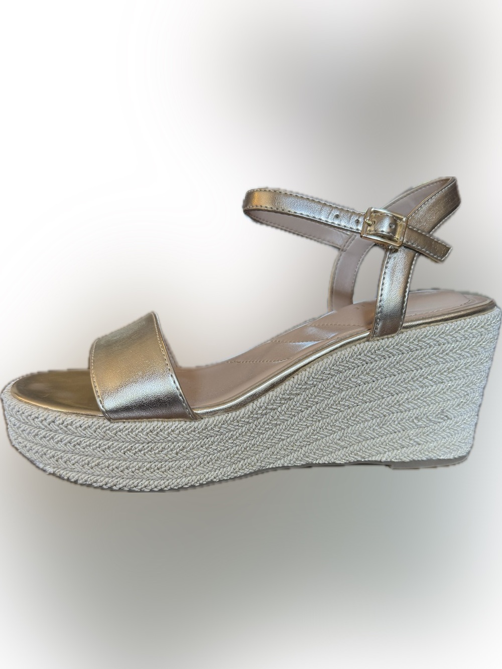 Kelly & Katie Metallic Gold Espadrille Wedge Sandals - Picture 6 of 8
